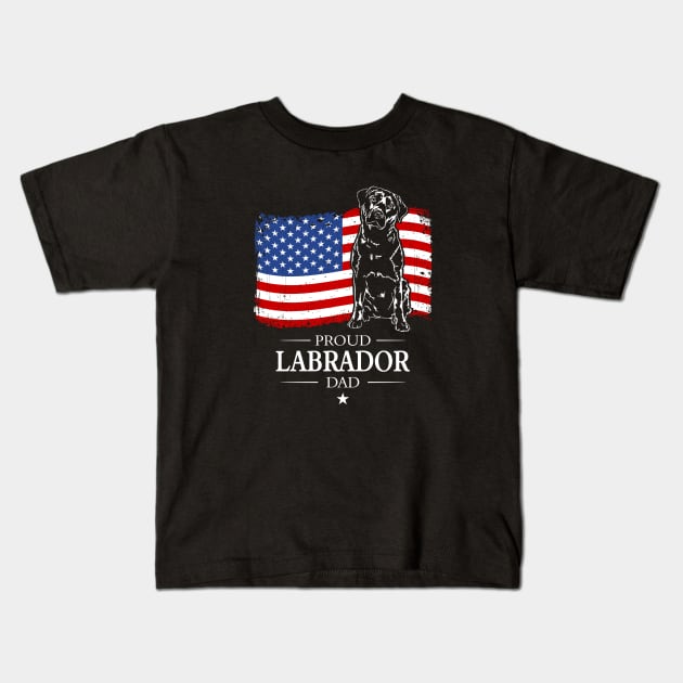 Proud Labrador Dad American Flag patriotic dog Kids T-Shirt by wilsigns